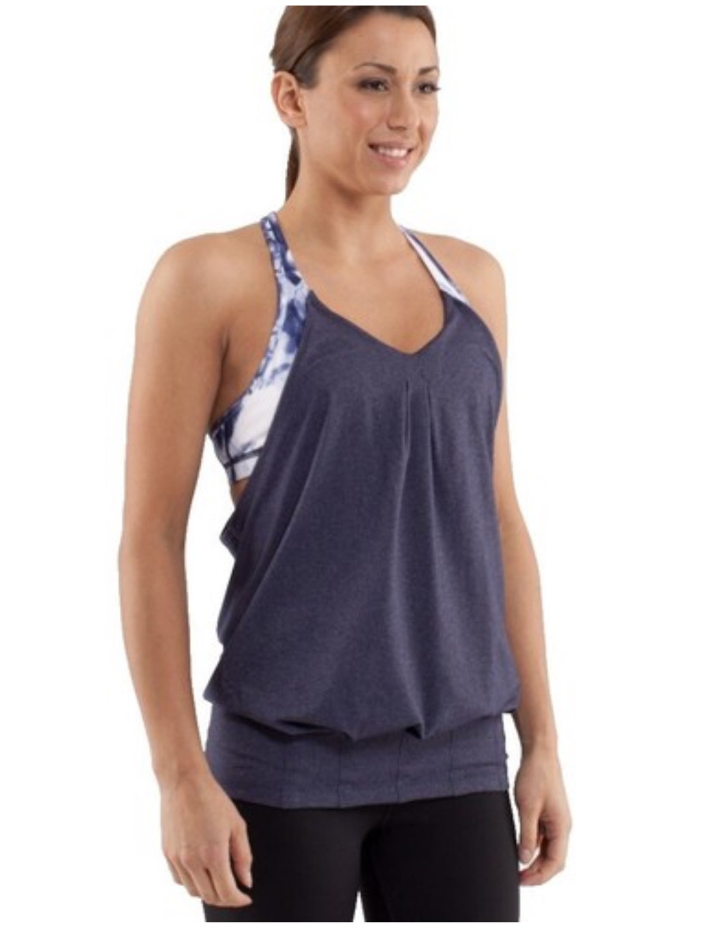 Lululemon 🍋 athletica Practice Freely tank with navy/white tie dye bra Size 10